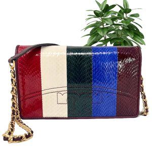 NWT TORY BURCH Savannah Stripped Chain Flat Wallet